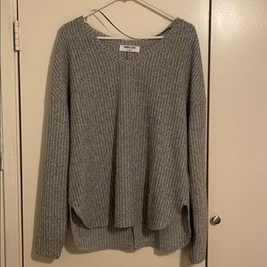 Gray Waffle Knit Sweater